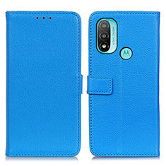 Leather Case Stands Flip Cover Holder D09Y for Motorola Moto E20 Sky Blue