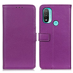 Leather Case Stands Flip Cover Holder D09Y for Motorola Moto E40 Purple