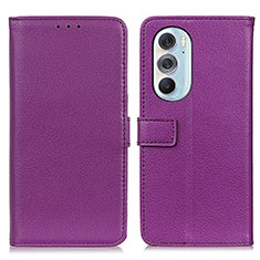 Leather Case Stands Flip Cover Holder D09Y for Motorola Moto Edge 30 Pro 5G Purple