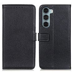 Leather Case Stands Flip Cover Holder D09Y for Motorola Moto Edge S30 5G Black