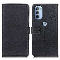 Leather Case Stands Flip Cover Holder D09Y for Motorola Moto G41 Black