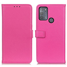 Leather Case Stands Flip Cover Holder D09Y for Motorola Moto G50 Hot Pink