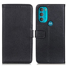 Leather Case Stands Flip Cover Holder D09Y for Motorola Moto G71 5G Black