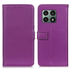 Leather Case Stands Flip Cover Holder D09Y for OnePlus 10 Pro 5G Purple