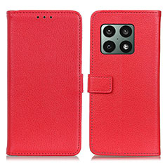Leather Case Stands Flip Cover Holder D09Y for OnePlus 10 Pro 5G Red