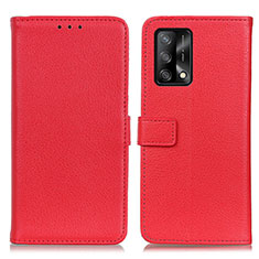 Leather Case Stands Flip Cover Holder D09Y for Oppo A74 4G Red