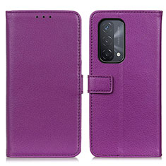 Leather Case Stands Flip Cover Holder D09Y for Oppo A74 5G Purple