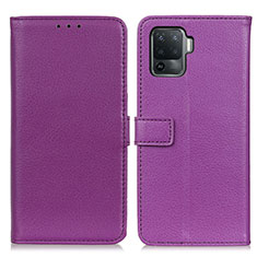Leather Case Stands Flip Cover Holder D09Y for Oppo A94 4G Purple