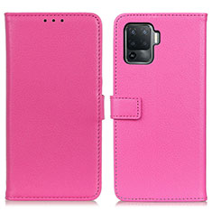 Leather Case Stands Flip Cover Holder D09Y for Oppo F19 Pro Hot Pink