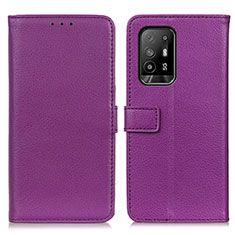 Leather Case Stands Flip Cover Holder D09Y for Oppo F19 Pro+ Plus 5G Purple