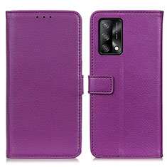 Leather Case Stands Flip Cover Holder D09Y for Oppo Reno6 Lite Purple