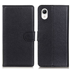 Leather Case Stands Flip Cover Holder D09Y for Samsung Galaxy A23 5G SC-56C Black