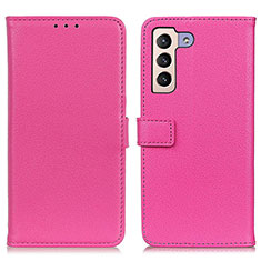 Leather Case Stands Flip Cover Holder D09Y for Samsung Galaxy S21 5G Hot Pink