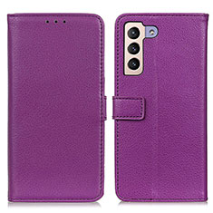 Leather Case Stands Flip Cover Holder D09Y for Samsung Galaxy S21 5G Purple