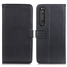 Leather Case Stands Flip Cover Holder D09Y for Sony Xperia 1 III Black
