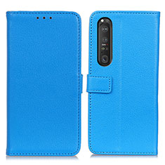 Leather Case Stands Flip Cover Holder D09Y for Sony Xperia 1 III Sky Blue