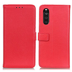 Leather Case Stands Flip Cover Holder D09Y for Sony Xperia 10 III Red