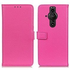 Leather Case Stands Flip Cover Holder D09Y for Sony Xperia PRO-I Hot Pink