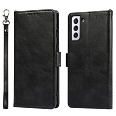 Leather Case Stands Flip Cover Holder D10T for Samsung Galaxy S21 5G Black