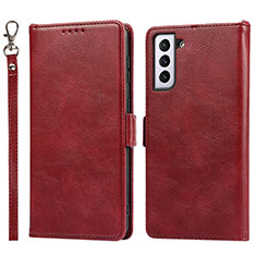 Leather Case Stands Flip Cover Holder D10T for Samsung Galaxy S22 5G Red