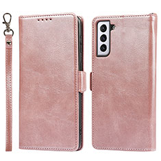 Leather Case Stands Flip Cover Holder D10T for Samsung Galaxy S23 5G Rose Gold