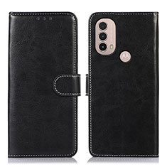 Leather Case Stands Flip Cover Holder D10Y for Motorola Moto E20 Black