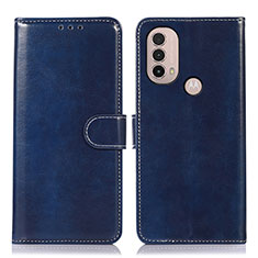 Leather Case Stands Flip Cover Holder D10Y for Motorola Moto E20 Blue