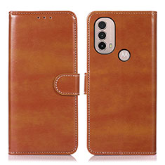 Leather Case Stands Flip Cover Holder D10Y for Motorola Moto E20 Brown