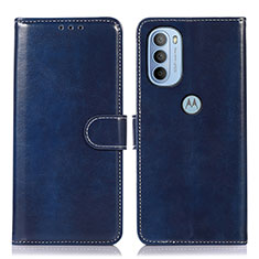 Leather Case Stands Flip Cover Holder D10Y for Motorola Moto G31 Blue