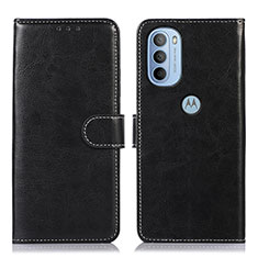 Leather Case Stands Flip Cover Holder D10Y for Motorola Moto G41 Black