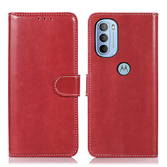 Leather Case Stands Flip Cover Holder D10Y for Motorola Moto G41 Red