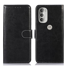 Leather Case Stands Flip Cover Holder D10Y for Motorola Moto G51 5G Black
