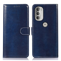 Leather Case Stands Flip Cover Holder D10Y for Motorola Moto G51 5G Blue