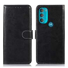 Leather Case Stands Flip Cover Holder D10Y for Motorola Moto G71 5G Black
