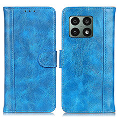 Leather Case Stands Flip Cover Holder D10Y for OnePlus 10 Pro 5G Blue