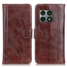 Leather Case Stands Flip Cover Holder D10Y for OnePlus 10 Pro 5G Brown