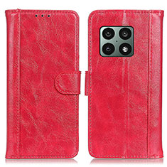 Leather Case Stands Flip Cover Holder D10Y for OnePlus 10 Pro 5G Red