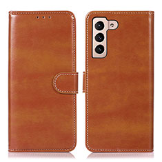 Leather Case Stands Flip Cover Holder D10Y for Samsung Galaxy S22 5G Brown