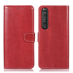 Leather Case Stands Flip Cover Holder D10Y for Sony Xperia 1 III Red