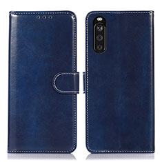 Leather Case Stands Flip Cover Holder D10Y for Sony Xperia 10 III Blue
