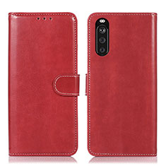 Leather Case Stands Flip Cover Holder D10Y for Sony Xperia 10 III Red