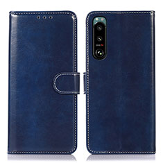 Leather Case Stands Flip Cover Holder D10Y for Sony Xperia 5 III Blue