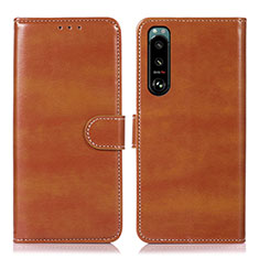 Leather Case Stands Flip Cover Holder D10Y for Sony Xperia 5 III Brown