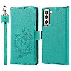Leather Case Stands Flip Cover Holder D11T for Samsung Galaxy S21 5G Green