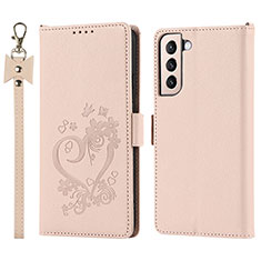 Leather Case Stands Flip Cover Holder D11T for Samsung Galaxy S21 5G Pink