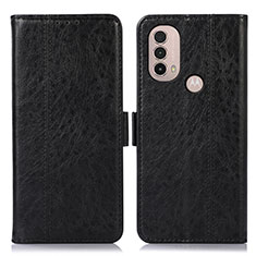 Leather Case Stands Flip Cover Holder D11Y for Motorola Moto E20 Black