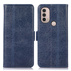 Leather Case Stands Flip Cover Holder D11Y for Motorola Moto E30 Blue