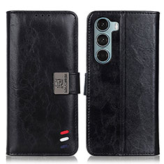 Leather Case Stands Flip Cover Holder D11Y for Motorola Moto G200 5G Black