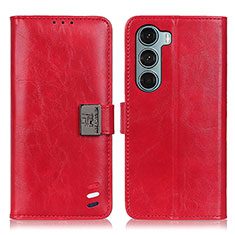 Leather Case Stands Flip Cover Holder D11Y for Motorola Moto G200 5G Red