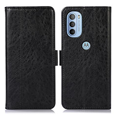 Leather Case Stands Flip Cover Holder D11Y for Motorola Moto G31 Black